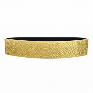 Belgo Lux Gold Rectangle Statement Belt Lizard Embossed Stretch Chic Size M/L